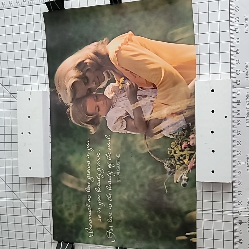 Vintage -  Mother and Daughter Poster w St Augustine saying Preloved / Laminated